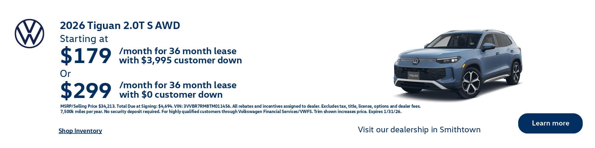 2026 Volkswagen Tiguan Lease Special